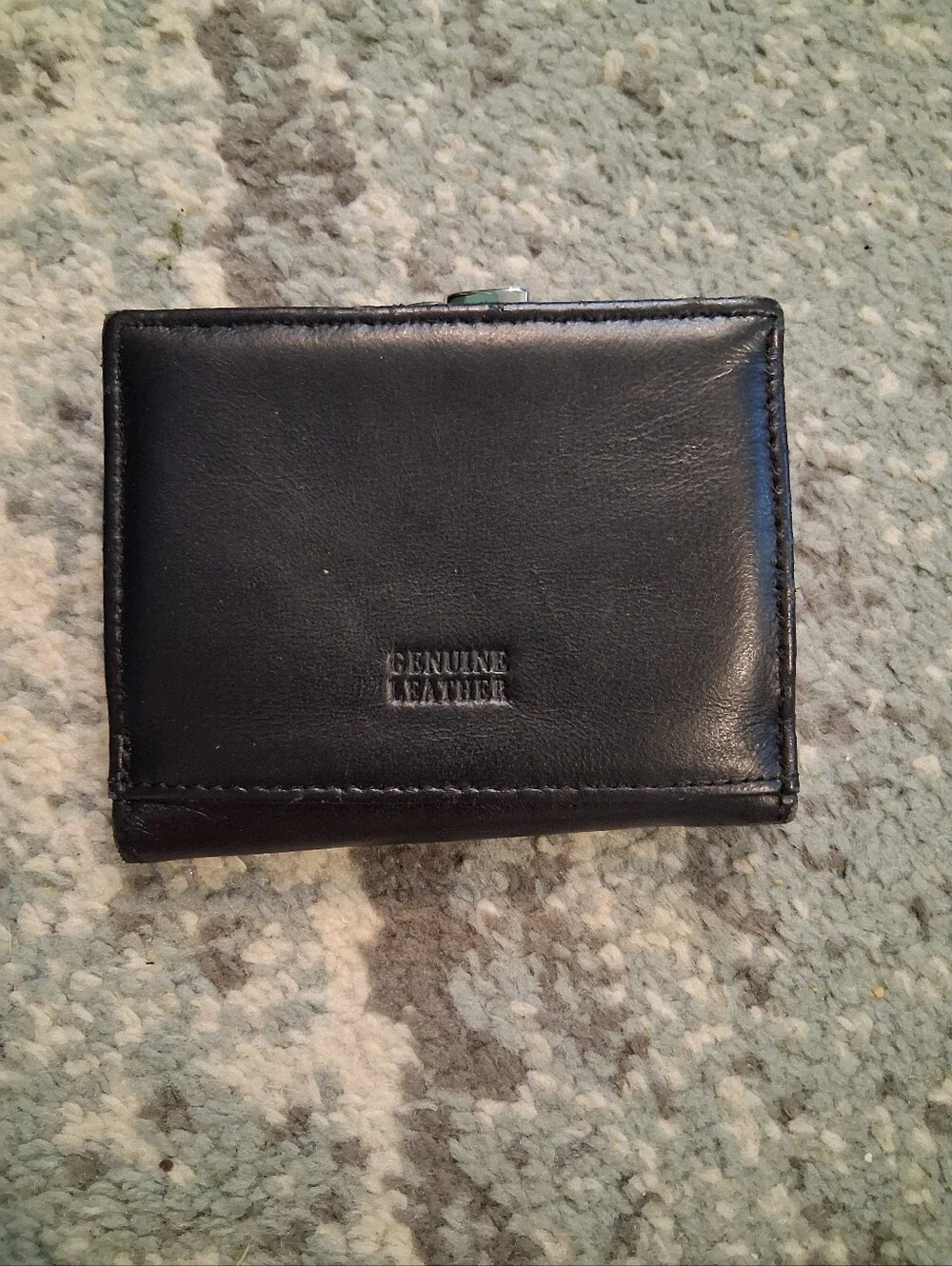 Compact Black Geniune Leather Wallet Money Card And Key Holder